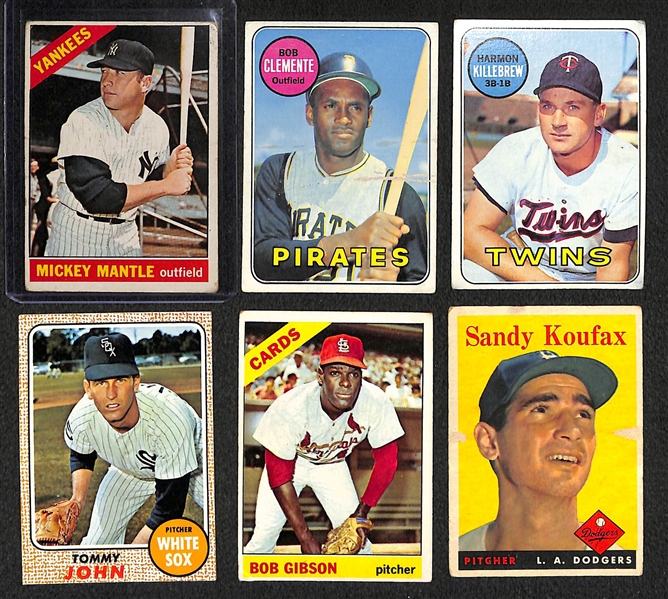 Lot of 48 Topps Baseball Cards from 1957-1969 w. 1966 Mickey Mantle